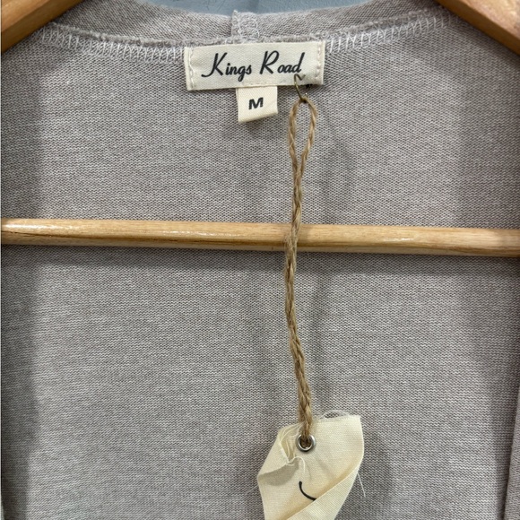 Kings Road Women’s Beige Hooded Cardigan Open Front Lightweight Duster Pockets M - Picture 8 of 9